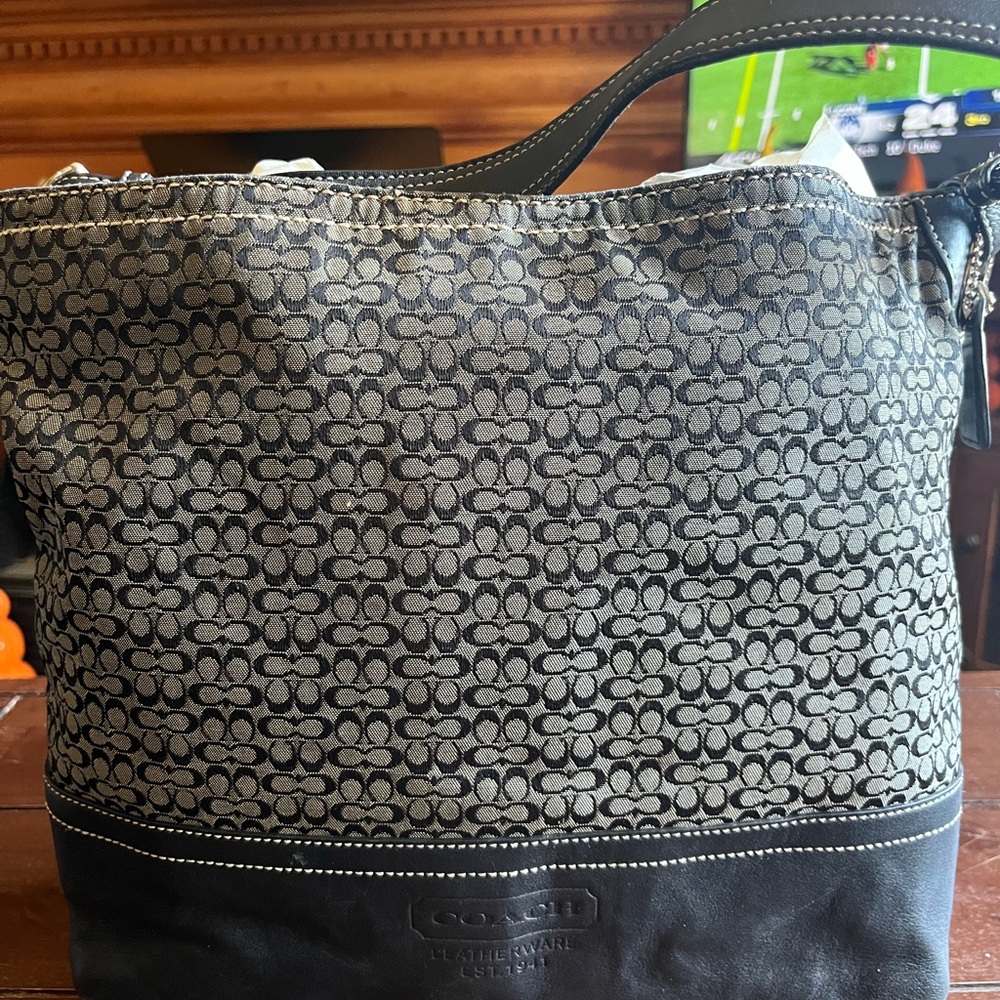 Coach Signature Black and Gray Tote